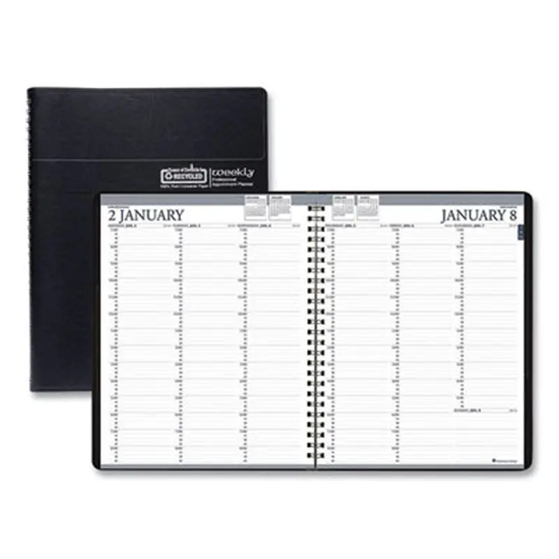 Recycled Professional Weekly Planner, 15-Minute Appts, 11 x 8.5, Black Wirebound Soft Cover, 12-Month (Jan to Dec): 2026 - Appointment Books & Planners | House of Doolittle
