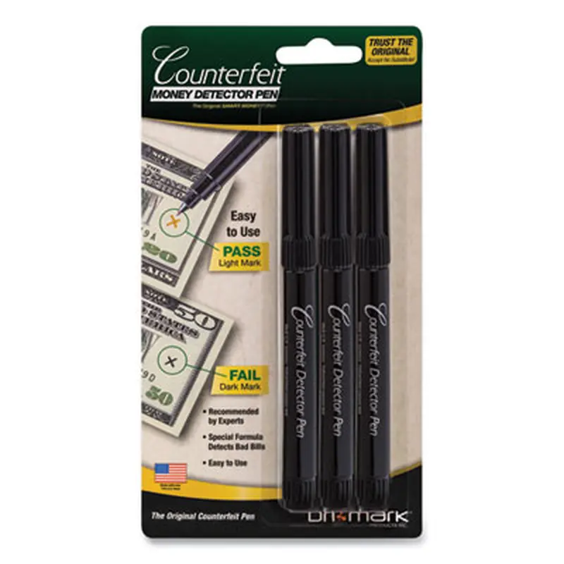 Smart Money Pen for USD, Black, 3/Pack - Counterfeit Bill Detectors | Dri-Mark