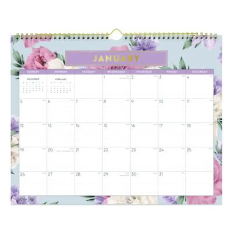 Tula Monthly Wall Calendar, Floral Artwork, 15 x 12, White/Multicolor Sheets, 12-Month (Jan to Dec): 2026 - Wall Calendars | Blue Sky