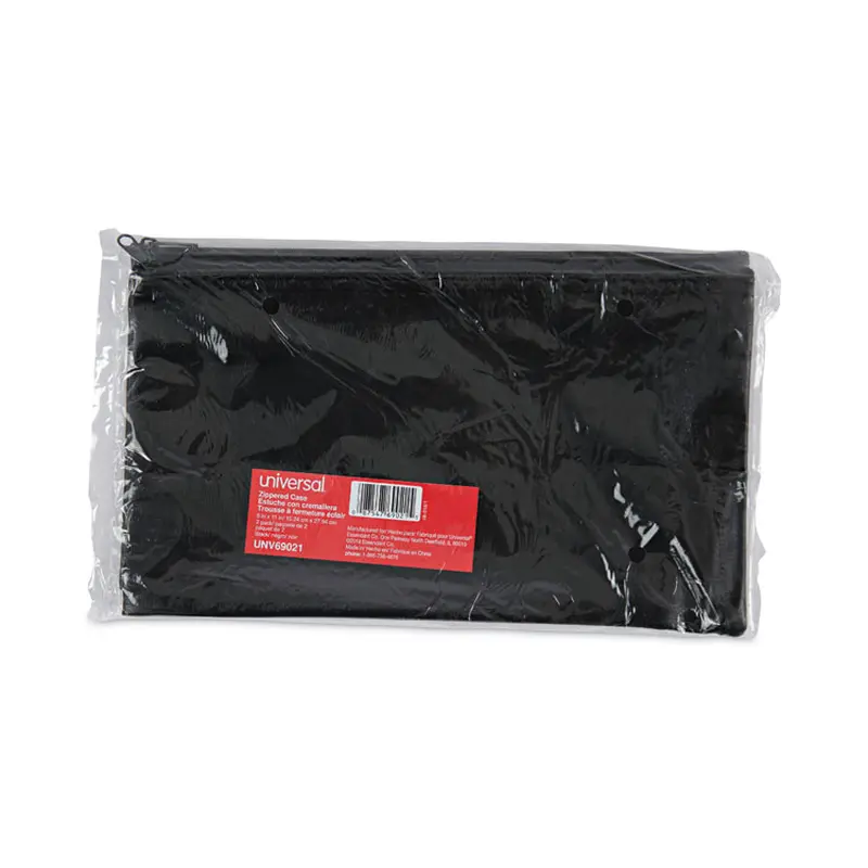 Zippered Wallets/Cases, Leatherette PU, 11 x 6, Black, 2/Pack - Courier & Transit Pouches | Universal