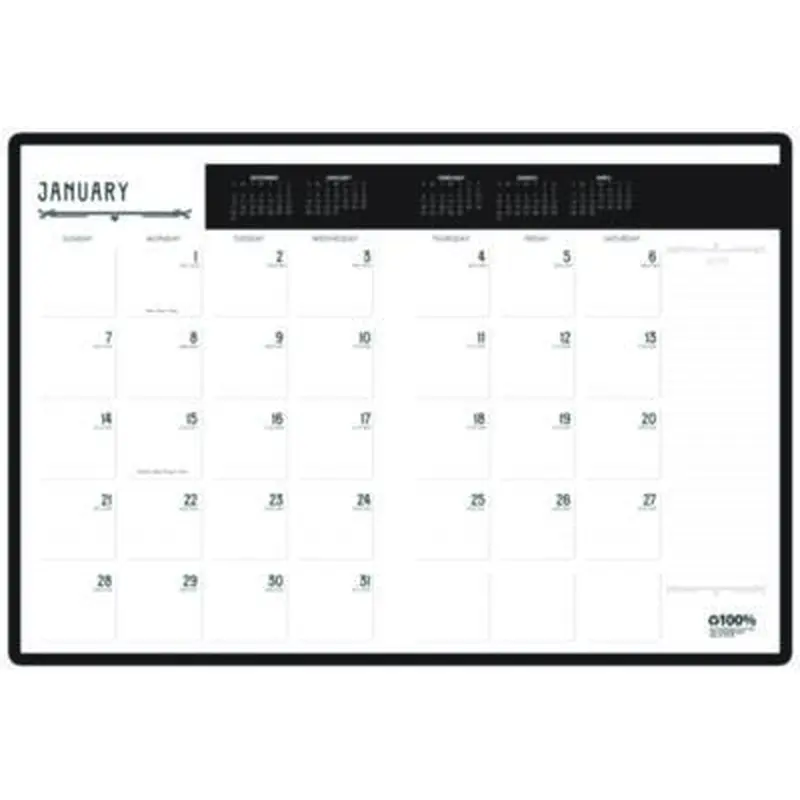 100% Recycled Deco Days Monthly Planner, 11 x 8.5, Black/Gold Cover, 12-Month (Jan to Dec): 2026 - Appointment Books & Planners | House of Doolittle