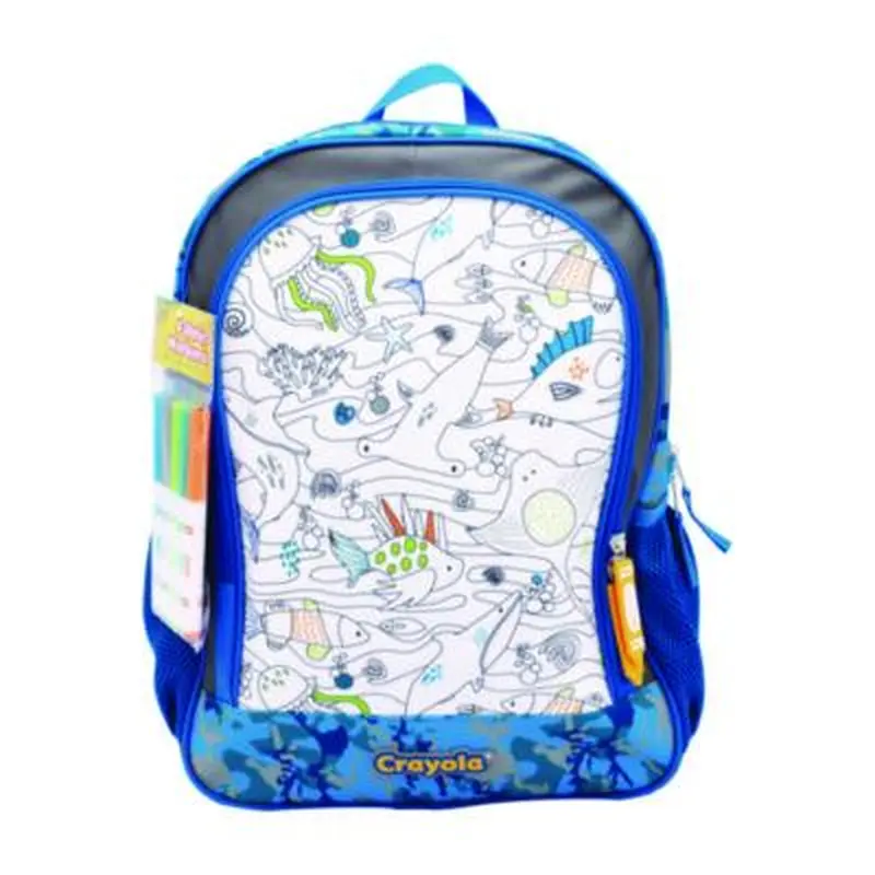 Color-Your-Own Backpack, Oceanfront, 15 x 5 x 16, Blue/Black - Book Bags | Crayola