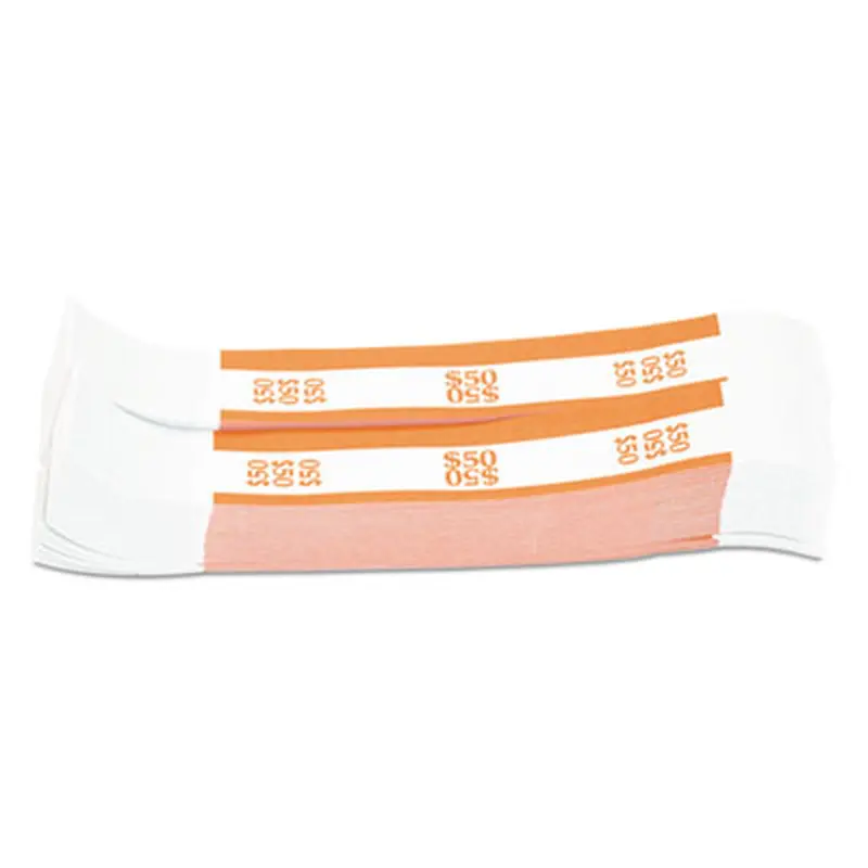 Currency Straps, Orange, $50 in Dollar Bills, 1000 Bands/Pack - Cash/Coin Wrappers | Pap-R Products