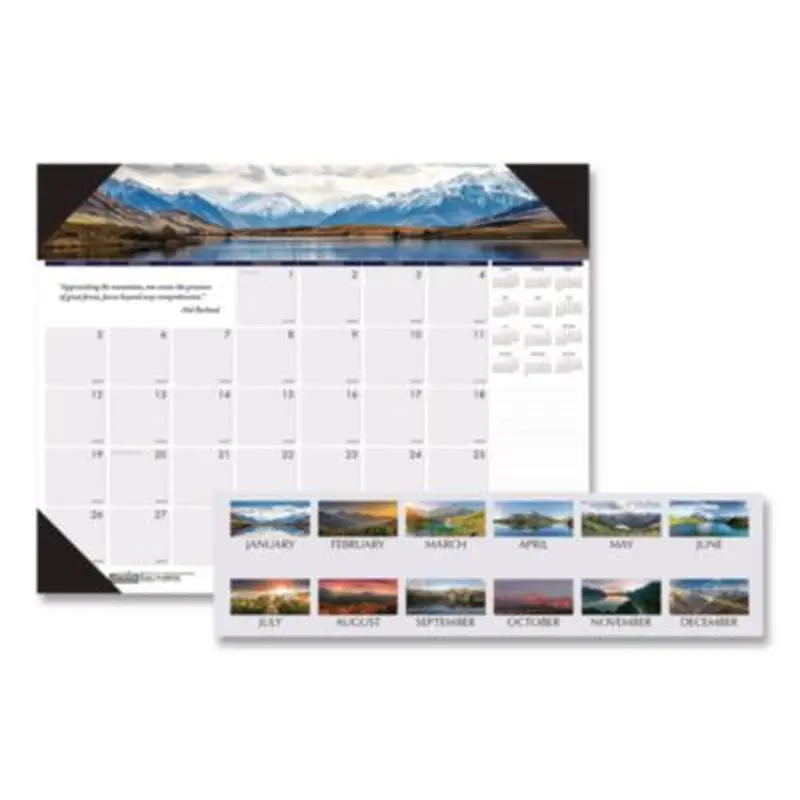 Earthscapes Recycled Monthly Desk Pad Calendar, Mountains of the World Photos, 22 x 17, Black Corners,12-Month(Jan-Dec): 2026 - Desk Pad Calendars | House of Doolittle