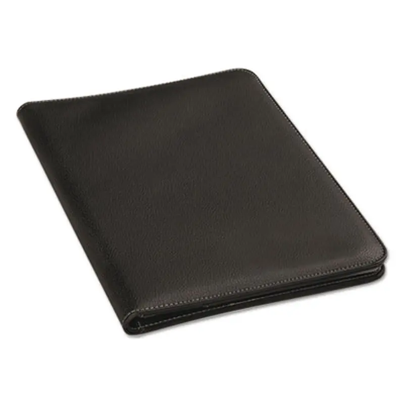 Leather-Look Pad Folio, Inside Flap Pocket w/Card Holder, Black - Pad Folios | Universal