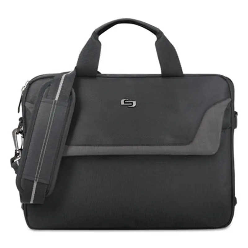 Pro Slim Brief, Fits Devices Up to 14.1", Polyester, 14 x 1.5 x 10.5, Black - Laptop & Tablet Bags | Solo