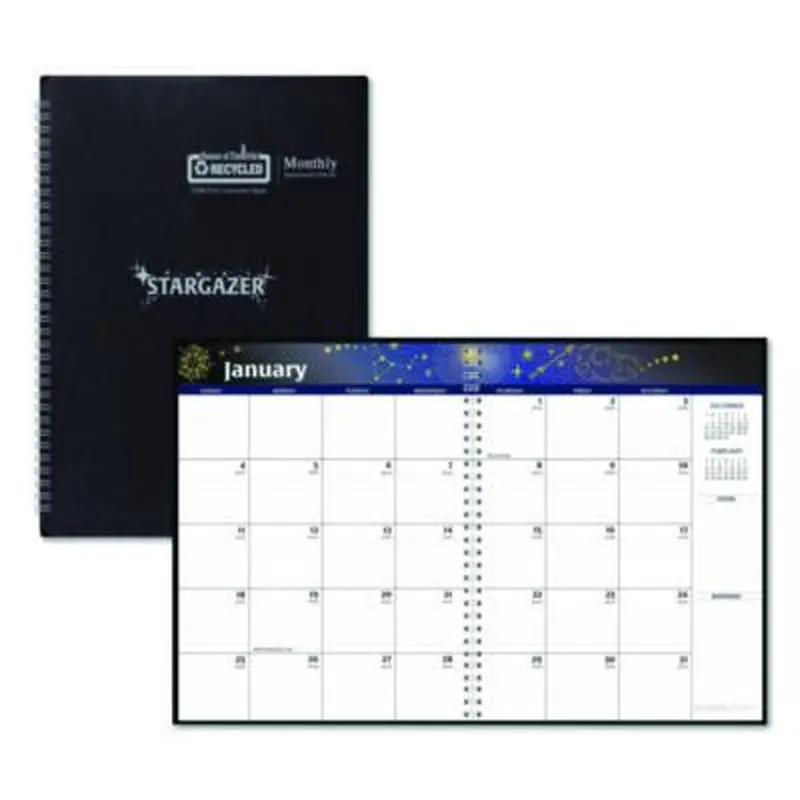 Recycled Stargazer Monthly Planner, Stargazer Artwork, 11 x 7, Black Cover, 13-Month (Dec to Dec): 2026 - Appointment Books & Planners | House of Doolittle