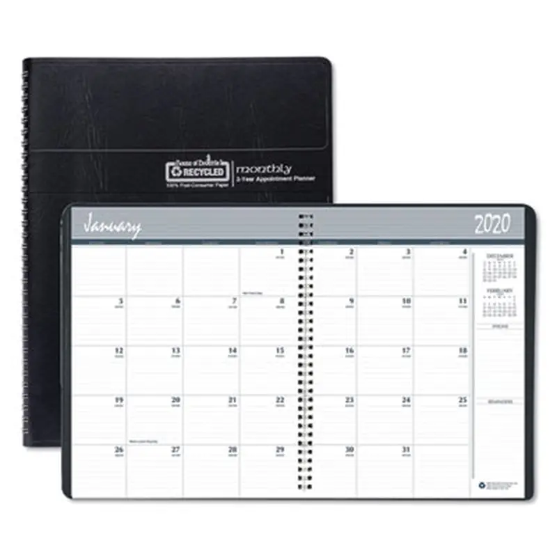 Recycled Two Year Monthly Planner with Expense Logs, 8.75 x 6.88, Black Cover, 24-Month: Jan 2026 to Dec 2027 - Appointment Books & Planners | House of Doolittle