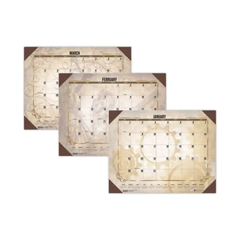 Recycled Vintage Desk Pad Calendar, Vintage Artwork, 22 x 17, Sepia Sheets, Brown Corners, 12-Month (Jan-Dec): 2026 - Desk Pad Calendars | House of Doolittle