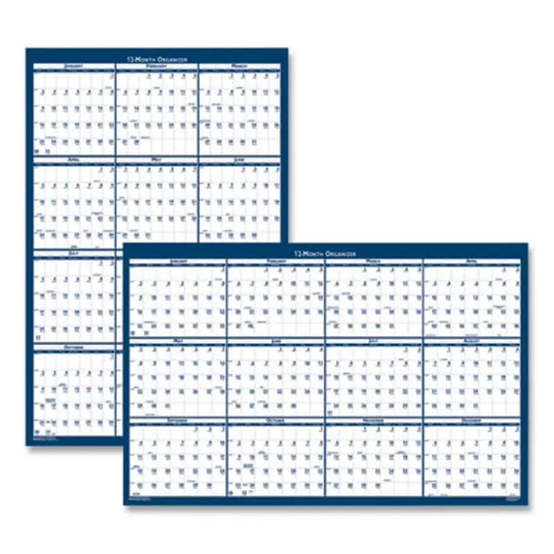 Recycled Yearly Reversible Wall Calendar Non-Laminated, 24 x 37, White/Blue Sheets, 12-Month (Jan to Dec): 2026 - Wall Calendars | House of Doolittle