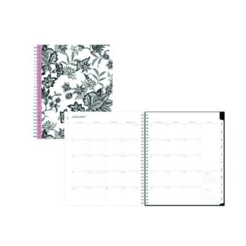 Analeis Monthly Planner, Floral Artwork, 10 x 8, White/Black/Coral Cover, 12-Month (Jan to Dec): 2026 - Appointment Books & Planners | Blue Sky