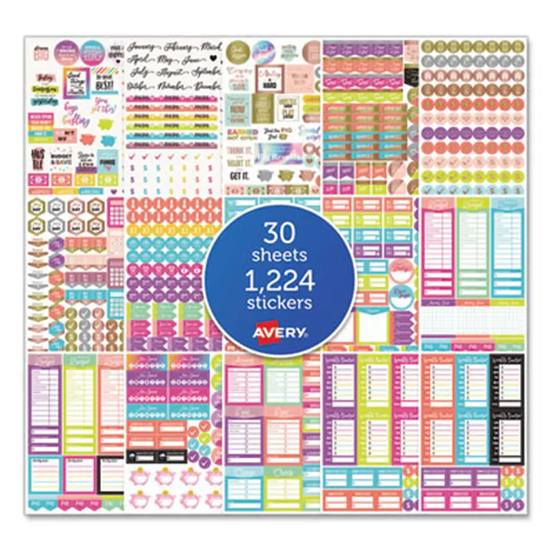 Budgeting Planner Stickers, Assorted Sizes and Colors, 1,224/Pack - Appointment Book Accessories | Avery
