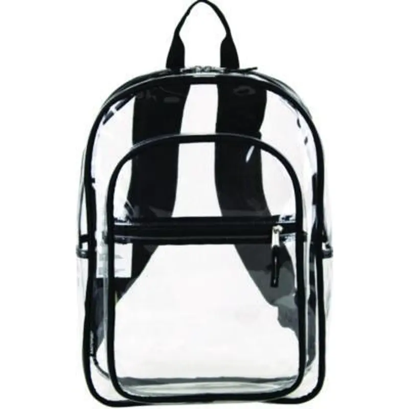 Clear with Color Trim Backpack, 11.5" x 5" x 16.5", Clear/Black - Book Bags | Eastsport
