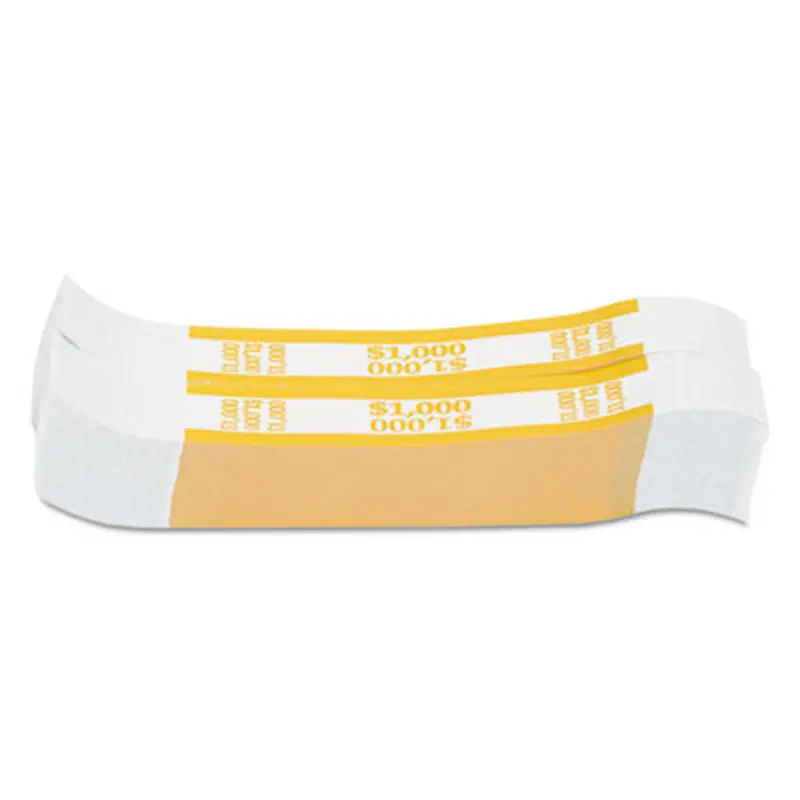 Currency Straps, Yellow, $1,000 in $10 Bills, 1000 Bands/Pack - Cash/Coin Wrappers | Pap-R Products