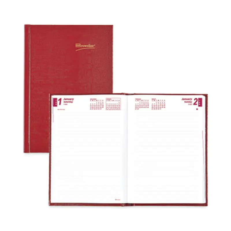 Daily/Monthly Planner, 8.25 x 5.75, Red Cover, 12-Month (Jan to Dec): 2026 - Appointment Books & Planners | Brownline