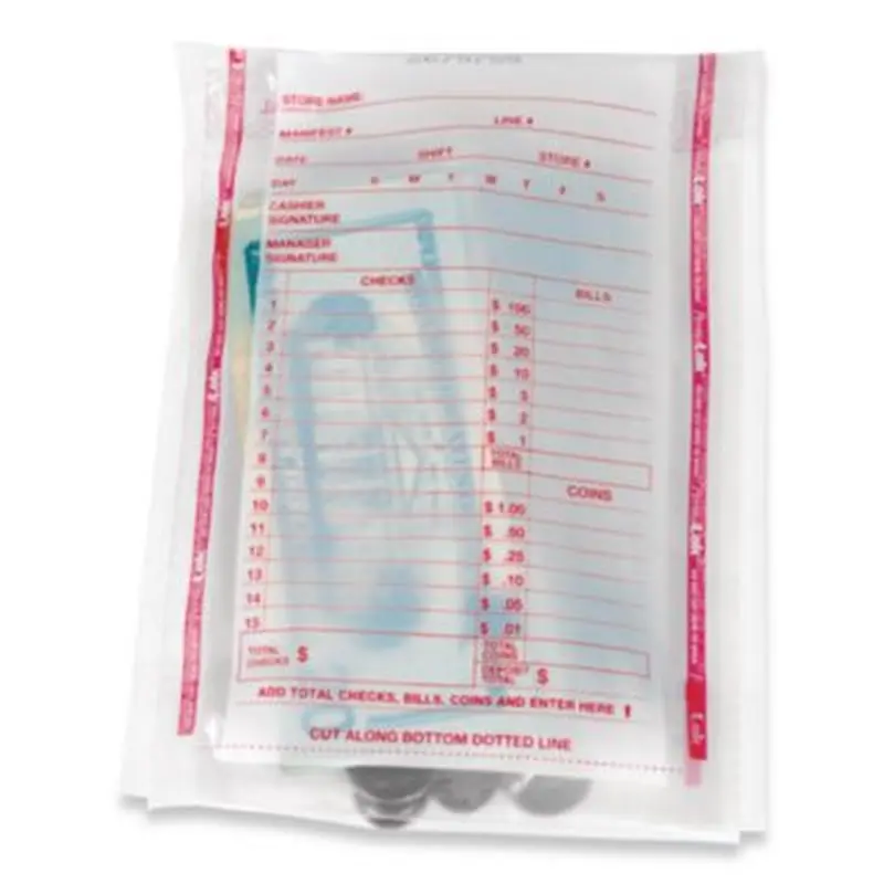 Deposit Bag, Plastic, 5.75 x 8.75 x 3, Clear, 1,000/Carton - Cash Bags | PermaLOK