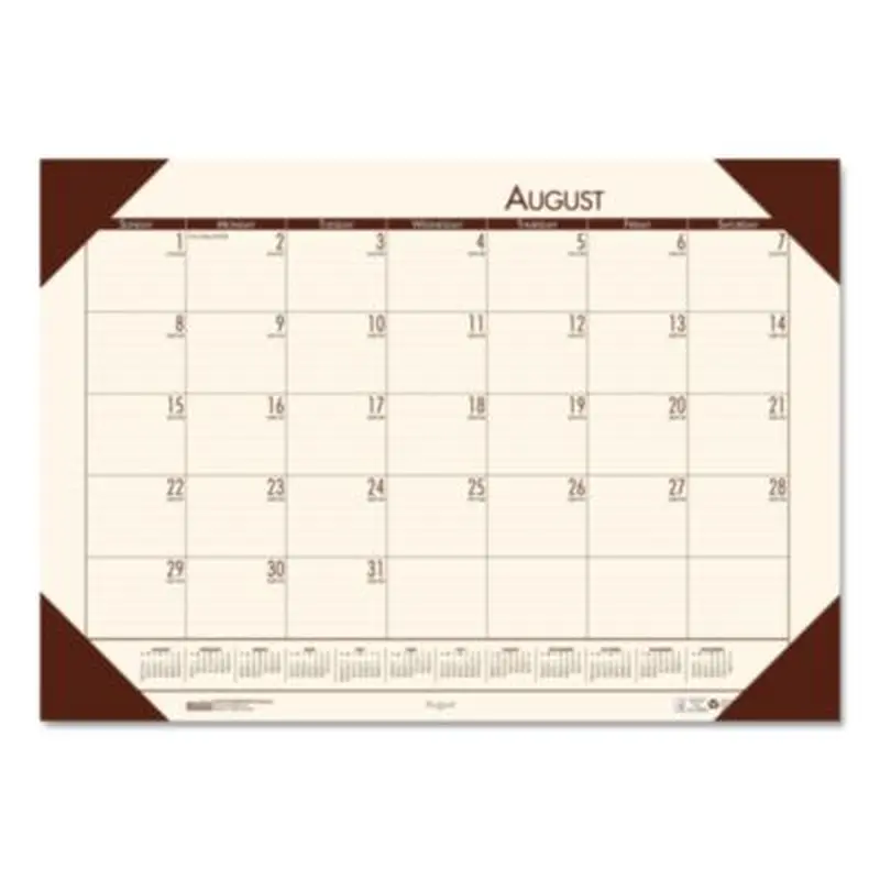 EcoTones Recycled Academic Desk Pad Calendar, 18.5 x 13, Cream Sheets, Brown Corners, 12-Month (Aug to July): 2025 to 2026 - Desk Pad Calendars | House of Doolittle