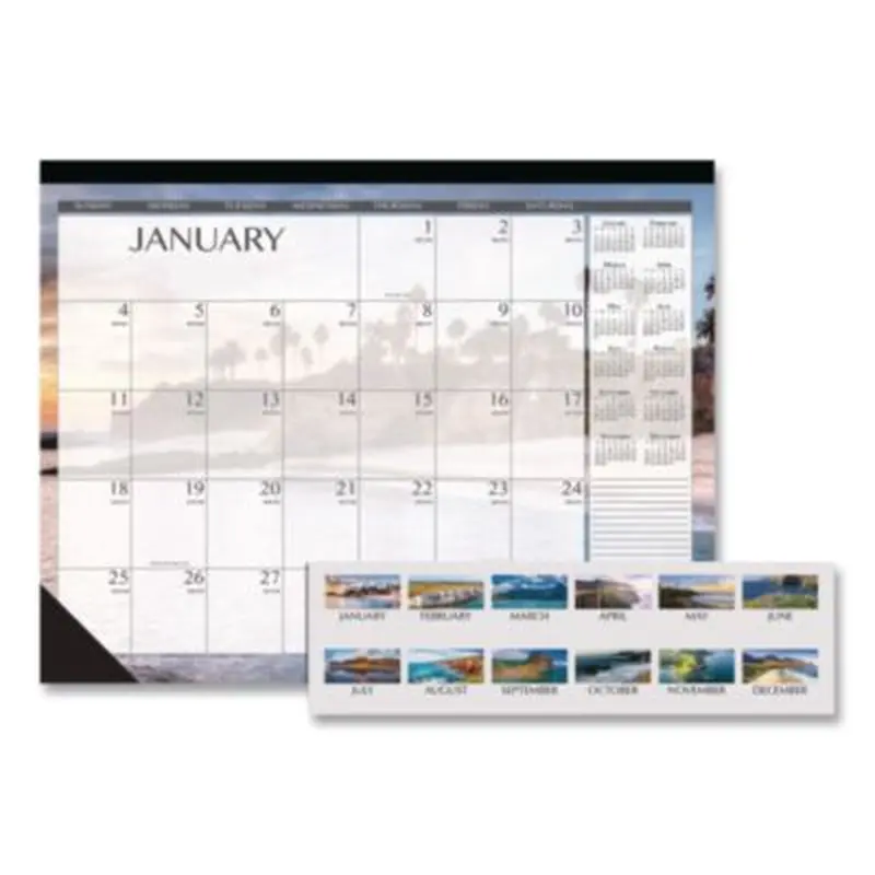 Recycled Earthscapes Desk Pad Calendar, Seascapes Photography, 22 x 17, Black Binding/Corners,12-Month (Jan to Dec): 2026 - Desk Pad Calendars | House of Doolittle