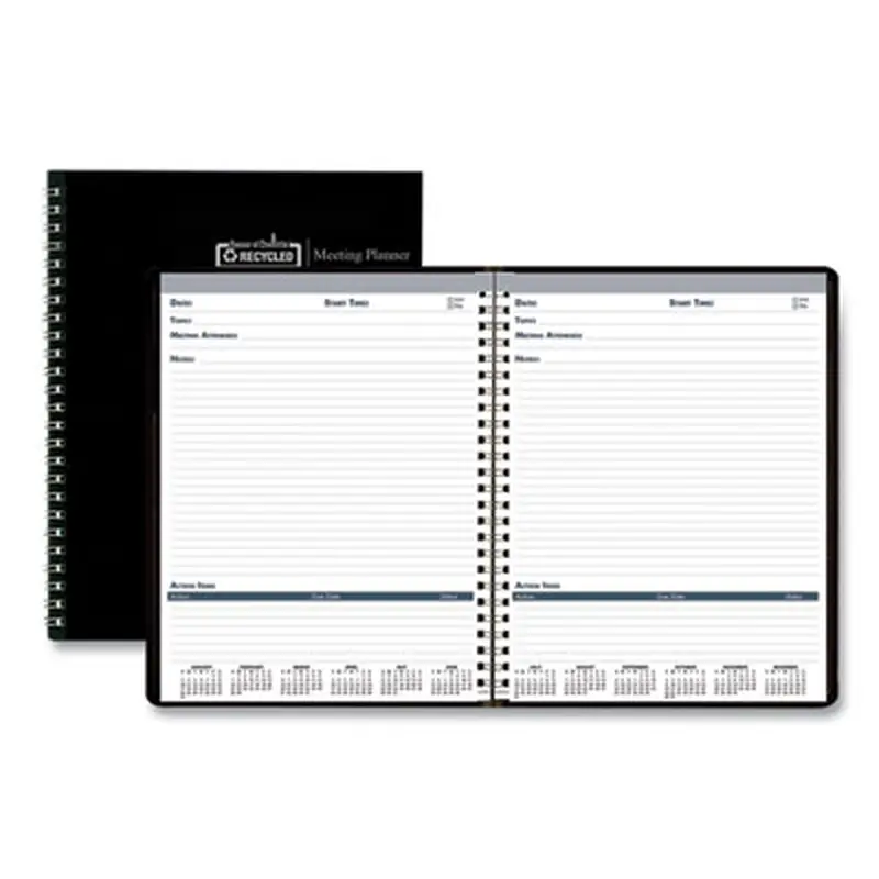 Recycled Meeting Note Planner, 11 x 8.5, Black Cover, 12-Month (Jan to Dec): 2026 - Appointment Books & Planners | House of Doolittle