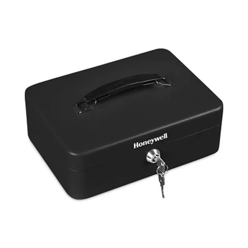 Standard Cash Box, 9.8 x 7.3 x 4.1, Steel, Black - Cash Drawers/Boxes/Trays | Honeywell
