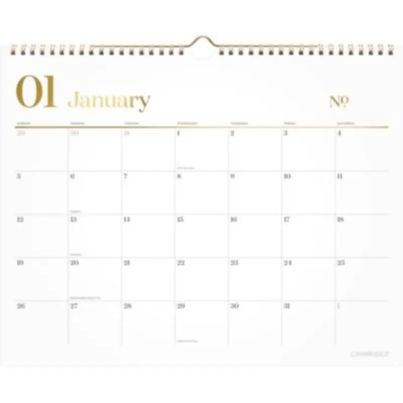 WorkStyle Monthly Wall Calendar, 15 x 12, White/Gold Sheets, 12-Month (Jan to Dec): 2026 - Wall Calendars | Cambridge