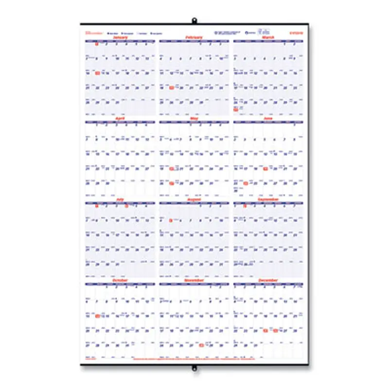 Yearly Wall Calendar, 24 x 36, White/Blue Sheets, 12-Month (Jan to Dec): 2026 - Wall Calendars | Brownline