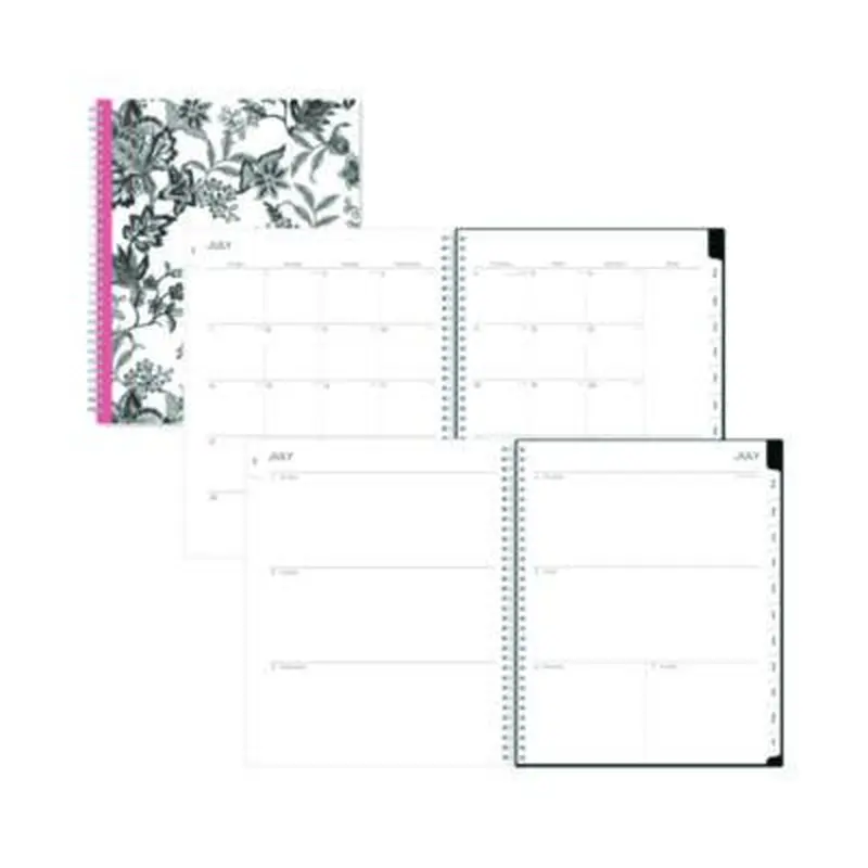 Analeis Create-Your-Own Cover Weekly/Monthly Planner, Floral, 11 x 8.5, White/Black/Coral, 12-Month (July to June): 2025-2026 - Appointment Books & Planners | Blue Sky