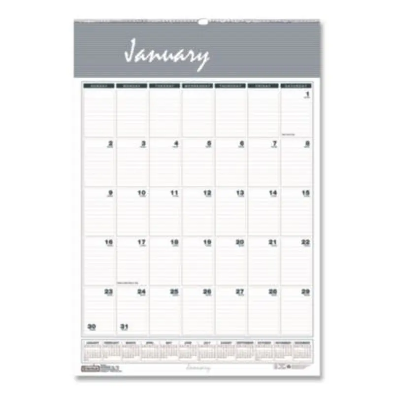 Bar Harbor Recycled Wirebound Monthly Wall Calendar, 15.5 x 22, White/Blue/Gray Sheets, 12-Month (Jan-Dec): 2026 - Wall Calendars | House of Doolittle