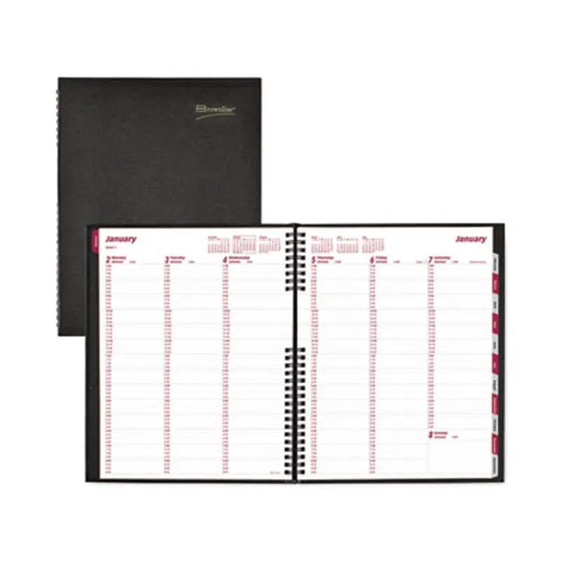 CoilPro Weekly Appointment Book in Columnar Format, 11 x 8.5, Black Lizard-Look Cover, 12-Month (Jan to Dec): 2026 - Appointment Books & Planners | Brownline