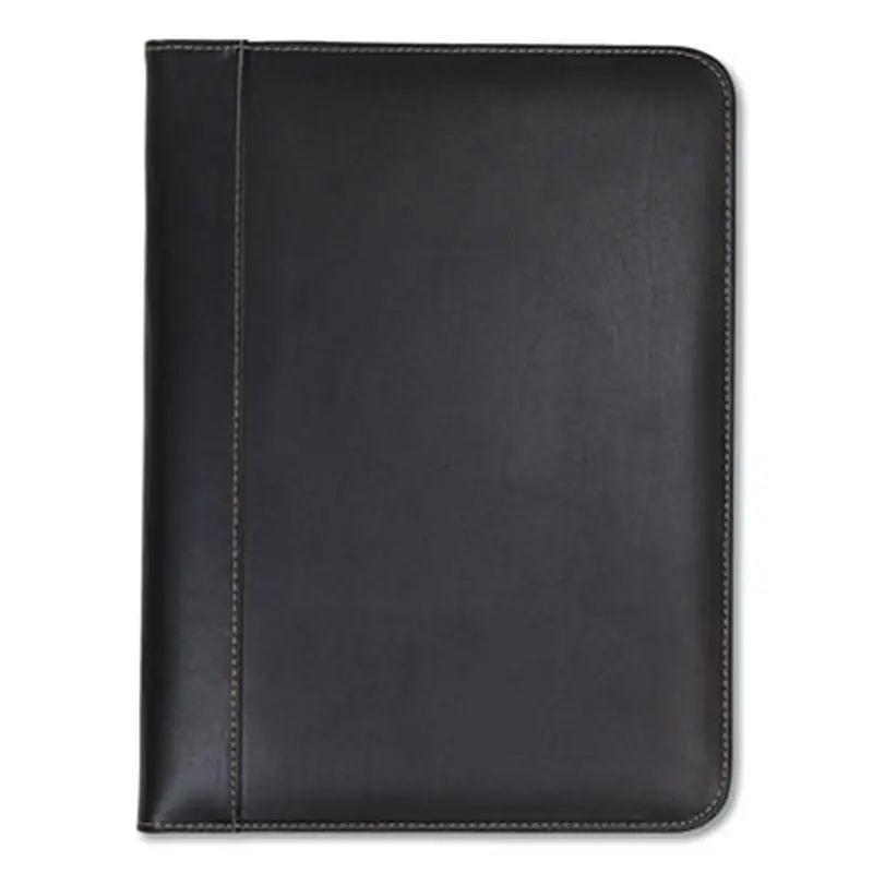Contrast Stitch Leather Padfolio, 8 1/2 x 11, Leather, Black - Pad Folios | Samsill