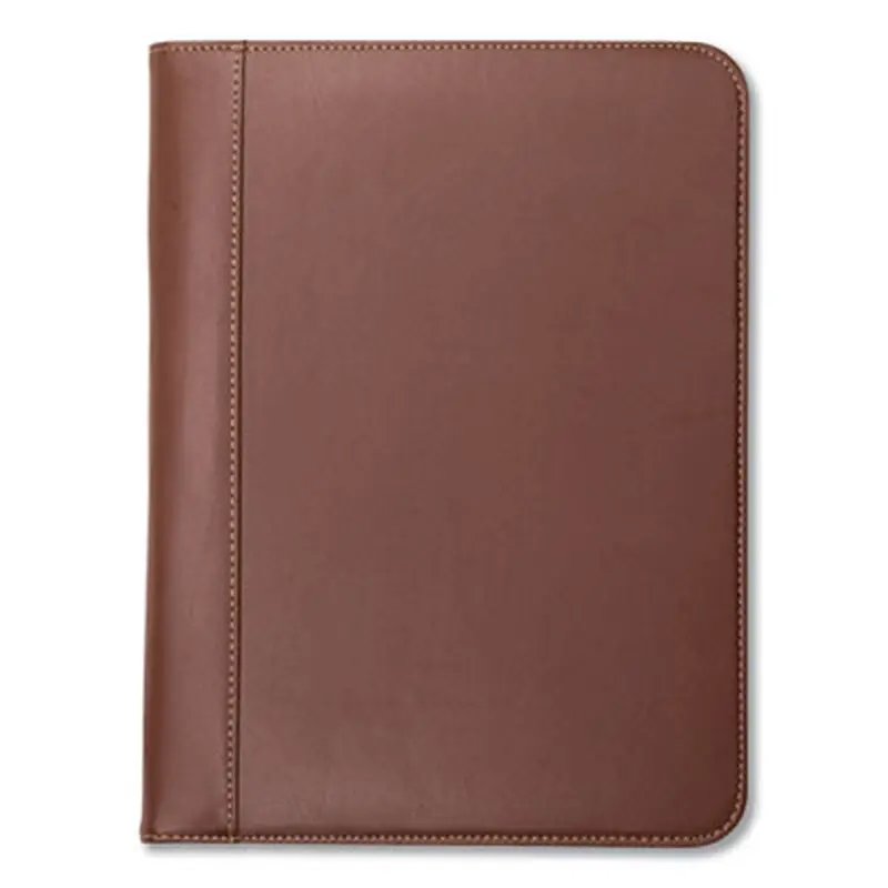 Contrast Stitch Leather Padfolio, 8 1/2 x 11, Leather, Tan - Pad Folios | Samsill