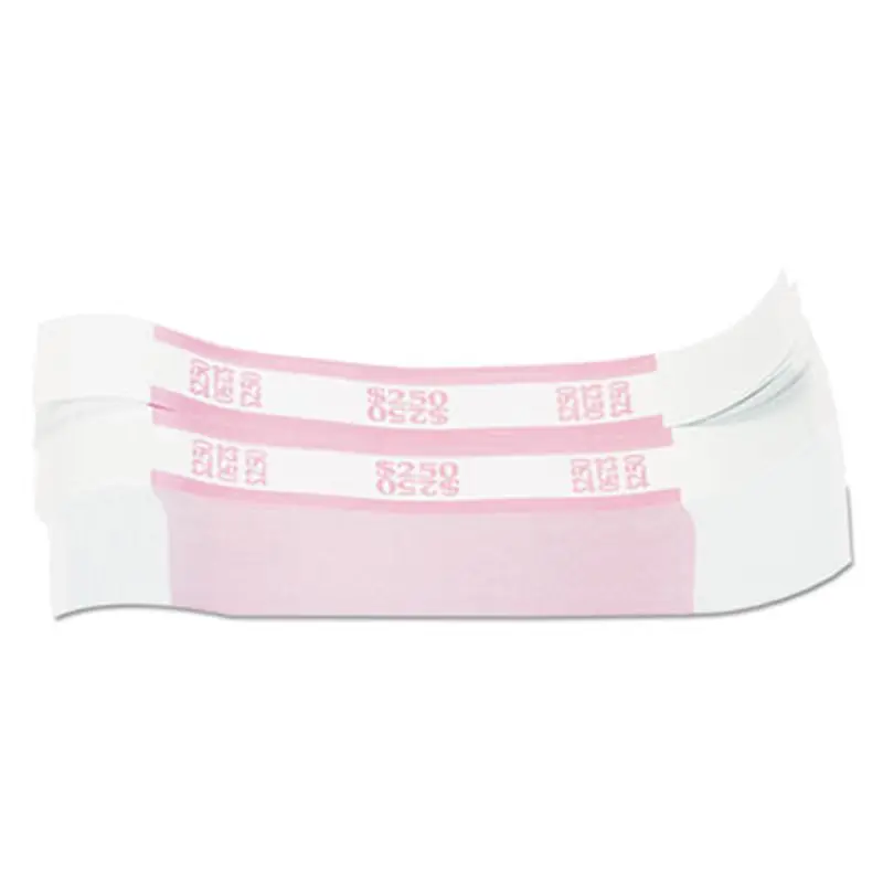 Currency Straps, Pink, $250 in Dollar Bills, 1000 Bands/Pack - Cash/Coin Wrappers | Pap-R Products
