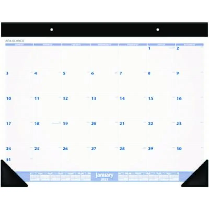 Desk Pad, 24 x 19, White Sheets, Black Binding, Black Corners, 12-Month (Jan to Dec): 2026 - Desk Pad Calendars | AT-A-GLANCE