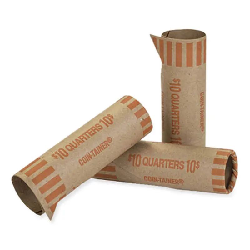 Gunshell Crimped-End Coin Wrapper, Quarters, $10.00, Kraft/Orange, 1,000/Carton - Cash/Coin Wrappers | CONTROLTEK