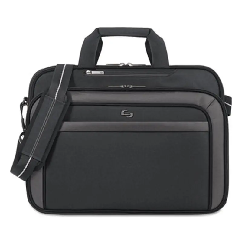 Pro CheckFast Briefcase, Fits Devices Up to 17.3", Polyester, 17 x 5.5 x 13.75, Black - Laptop & Tablet Bags | Solo