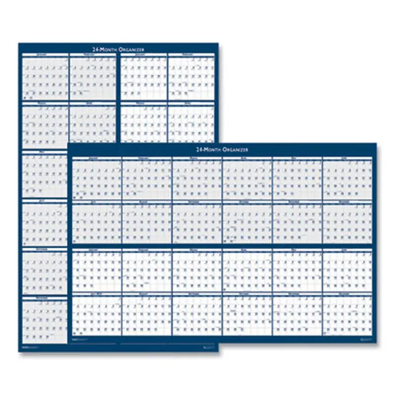 Reversible/Erasable Two-Year Wall Calendar, 24 x 37, Light Blue/Blue/White Sheets, 24-Month: Jan 2026 to Dec 2027 - Wall Calendars | House of Doolittle