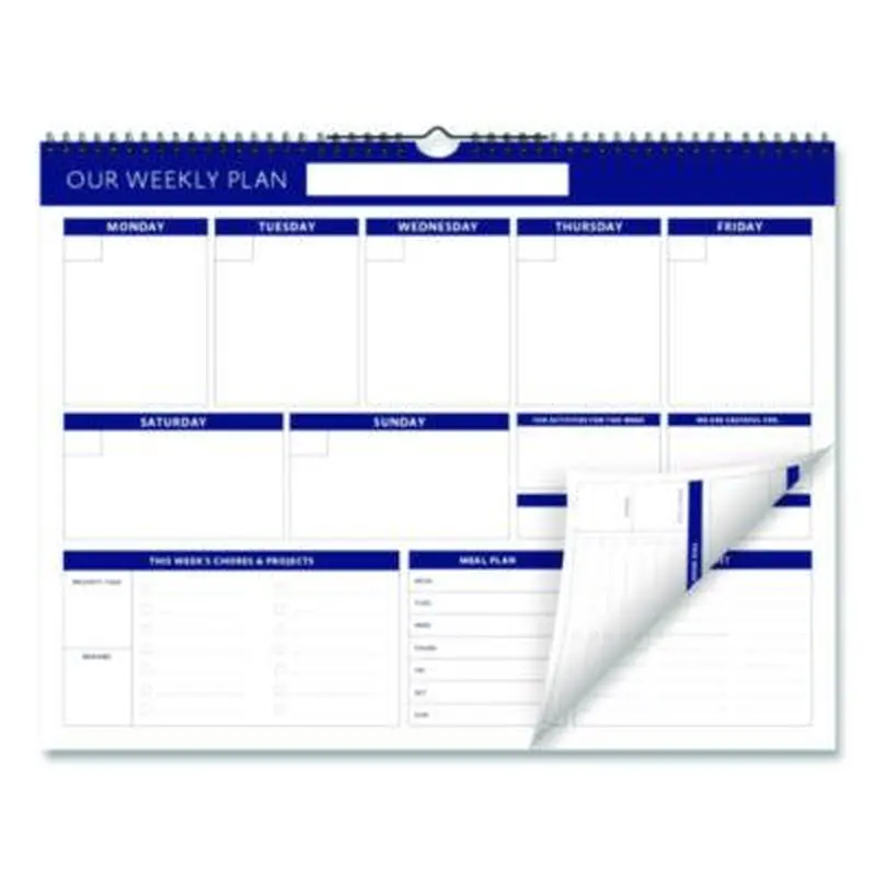 Weekly Family Planner, 17 x 13, White/Blue Sheets, 52 Weeks: Undated - Appointment Books & Planners | Global Printed Products