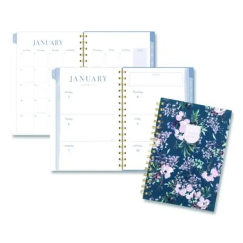 Weekly/Monthly Calista Floral Planners, 8.5 x 5.5, Floral Artwork, Blue/Purple/Green Cover, 13-Month: Jan 2026 to Jan 2027 - Appointment Books & Planners | Cambridge