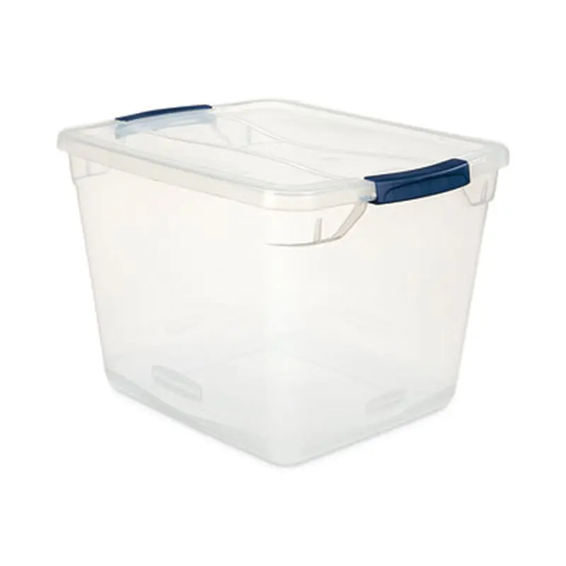 Clever Store Basic Latch-Lid Container, 7.5 gal, 13.37" x 18.75" x 10.5", Clear - General Purpose Storage Bins | Rubbermaid