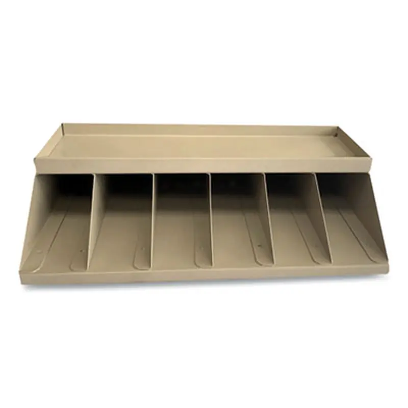 Coin Wrapper and Bill Strap Single-Tier Rack, 6 Compartments, 10 x 8.5 x 3, Steel, Pebble Beige - Cash Drawers/Boxes/Trays | CONTROLTEK