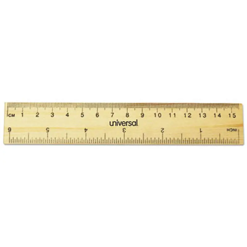 Flat Wood Ruler, Standard/Metric, 6" Long - Rulers | Universal
