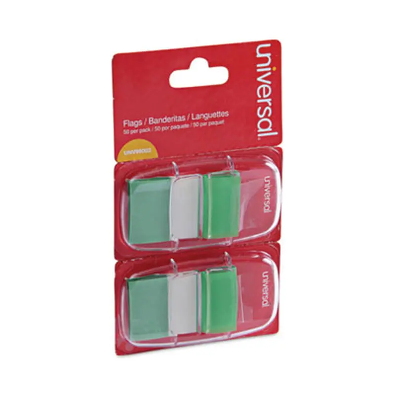 Page Flags, Green, 50 Flags/Dispenser, 2 Dispensers/Pack - Page Flags | Universal