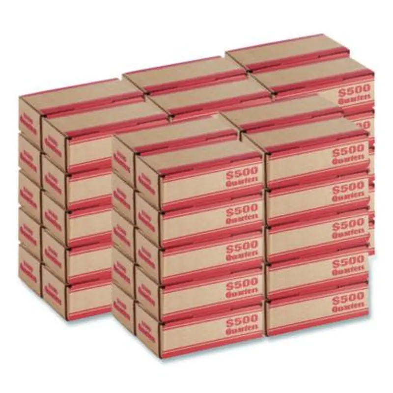 Quarters Coin Box, Cardboard, Kraft/Orange, 50/Pack - Cash Drawers/Boxes/Trays | CONTROLTEK
