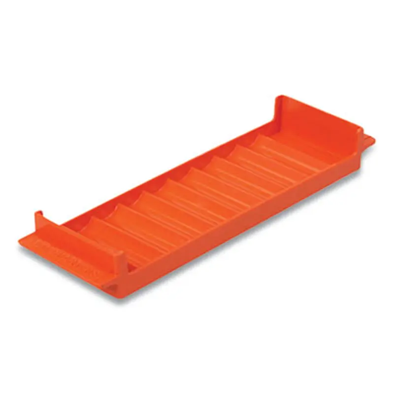 Stackable Plastic Coin Tray, Quarters, 10 Compartments, Denomination and Capacity Etched On Side, Stackable, Orange - Cash Drawers/Boxes/Trays | CONTROLTEK