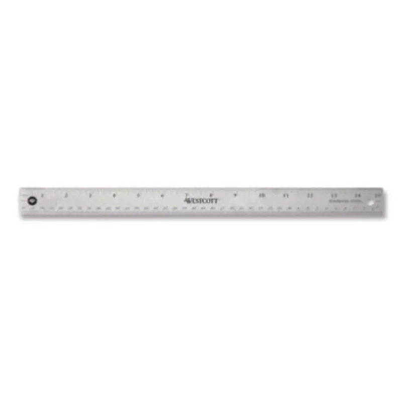 Stainless Steel Office Ruler With Non Slip Cork Base, Standard/Metric, 15" Long - Rulers | Westcott