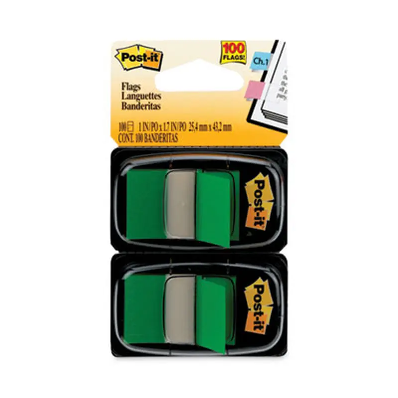 Standard Page Flags in Dispenser, Green, 50 Flags/Dispenser, 2 Dispensers/Pack - Page Flags | Post-it Flags