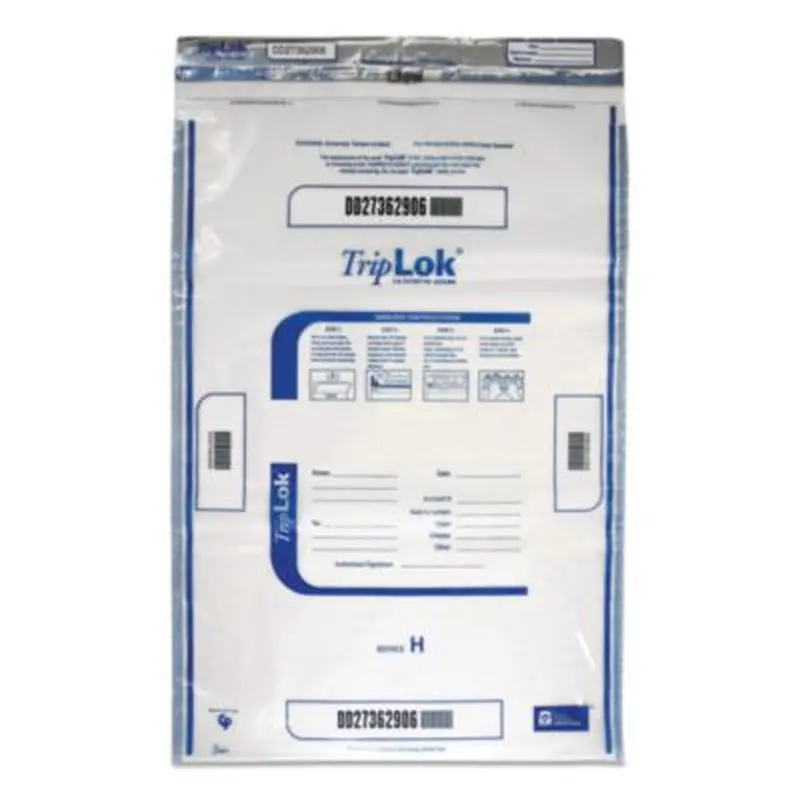 Deposit Bag, Plastic, 4 mil, 20 x 28, Clear, 50/Pack - Cash Bags | TripLOK