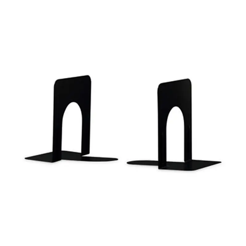 Economy Bookends, 4.75 x 5.25 x 5, Heavy Gauge Steel, Black, Pair - Book Ends | Universal