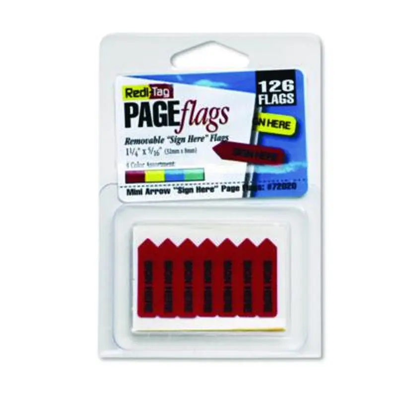Mini Arrow Page Flags, "Sign Here", Blue/Mint/Red/Yellow, 126 Flags/Pack - Page Flags | Redi-Tag