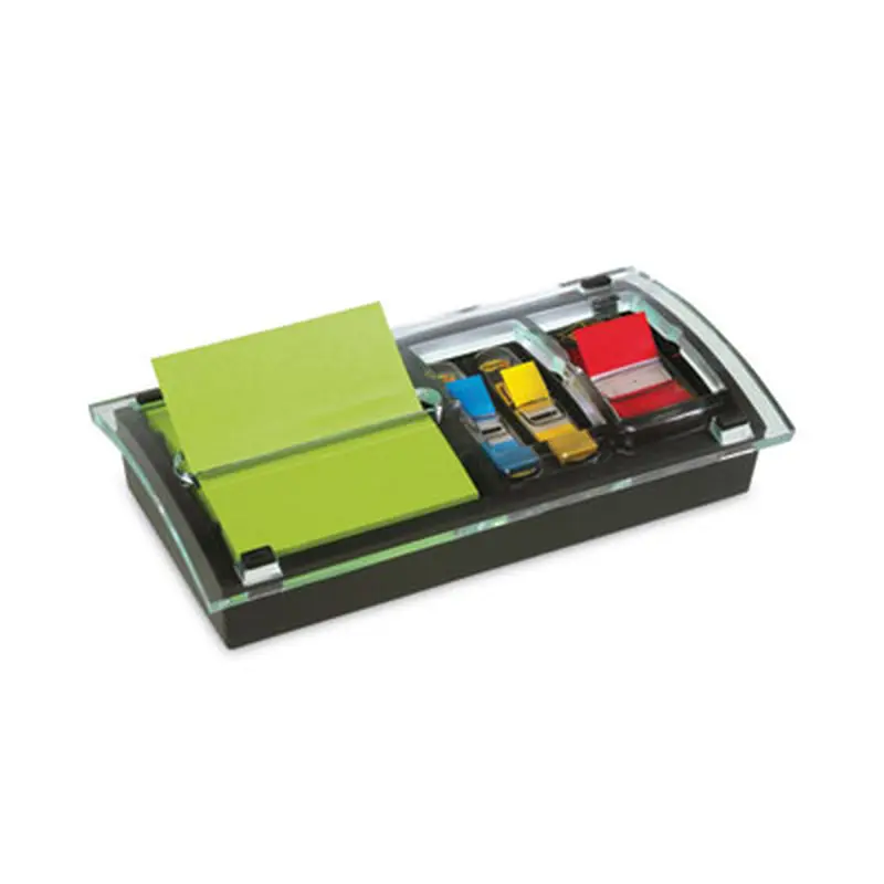 Note and Flag Dispenser, For 3 x 3 Pads, Black/Clear, Includes 45-Sheet Canary Super Sticky Pop-up Pad; (50) 1" Flags - Sticky Note Dispensers | Post-it Notes